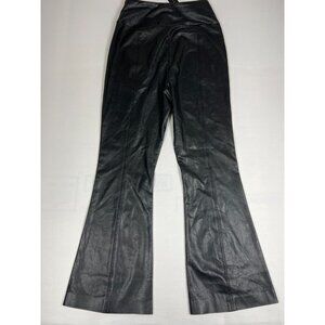 BCBGMAXAZRIA Women XS Black Beauty Faux Leather Flare Pants NWT